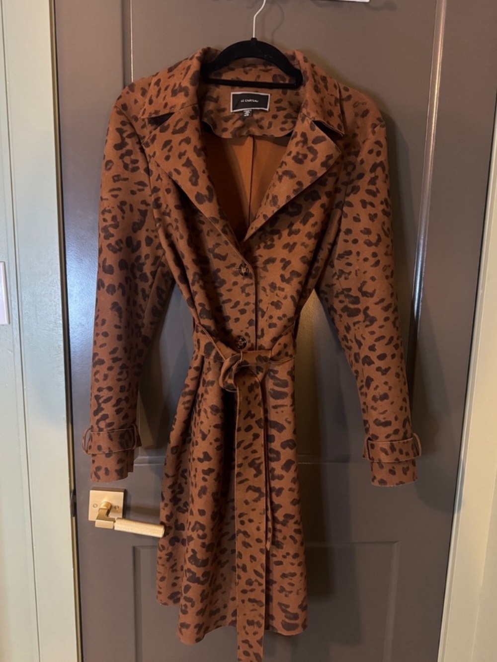 Le Chateau Leopard Print Trench Coat